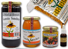 Productos naturales Garcia Sanchón: miel, polen, jalea real, tintura de propoleos.